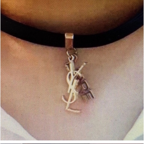 New YSL Black leather Necklace and or Bracelet with gold tone charms - Picture 4 of 9